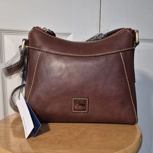 NWT Florentine Vacchetta Leather Dooney And Bourke Crossbody Bag, Chestnut Brown